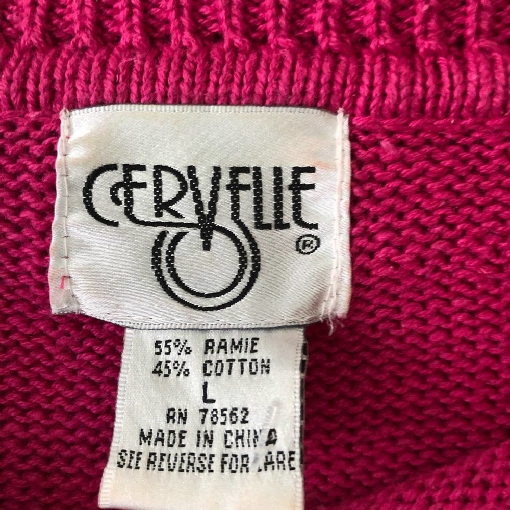 Vintage 80s Barbie Hot Pink Sweater Gold Embellished Tassels Cervelle Large - Picture 3 of 9